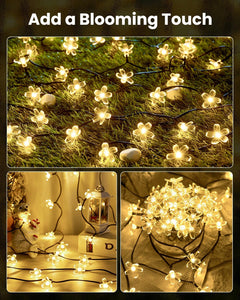 Solar Flower Lights - 60 LED, Waterproof, Christmas