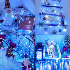 5 Pack 7FT 20 LED String Lights with Timer in Blue White