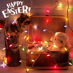 26.5ft Plug In 100 Count Mini Fairy String Lights for Easter Decorations, White Wire, Pastel