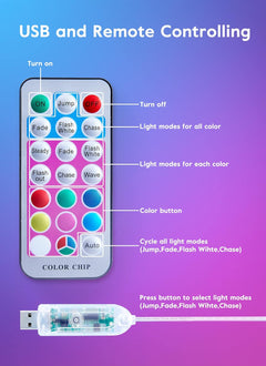 Color Changing Fairy Lights with Remote, 33FT 100 LED USB String Lights