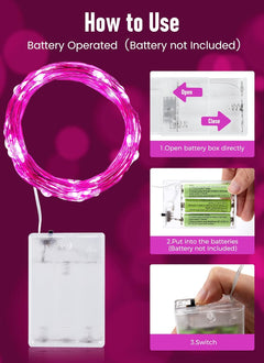 Fairy Lights - 33 FT, 100 LED, Pink, Waterproof, Battery Operated