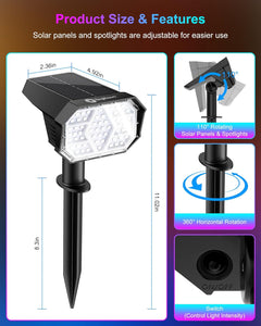Solar RGB Spot Lights Outdoor - 4 Pack Color Changing Landscape Lights