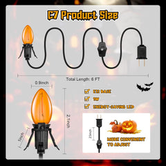 Accessory Cord with LED Bulb - 6ft with On/Off Switch, 2 Pack, Orange & Purple