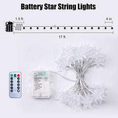 Star String Lights - 17 FT, 50 LED, Multicolor, Battery Operated