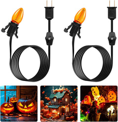Accessory Cord with LED Bulb - 6ft with On/Off Switch, 2 Pack, Orange & Purple