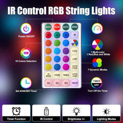 RGB LED String Lights - 21FT, 60 LED Battery Operated