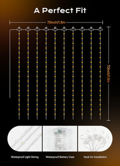 70 Inch 180 LED Battery Operated Shower Curtain Lights, 8 Modes, Warm White (No Curtain)