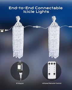20ft 20 Tubes 100 LED Christmas Icicle Lights for Tree Patio Roof Holiday Decor, Cool White