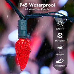 C6 LED Christmas String Lights - 2PC, 60 LEDs, 20FT, Red