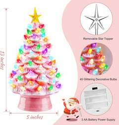 13 Inch Ceramic Valentine's Day Tree - Pre-lit with LED Lights