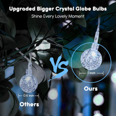 33ft 100 LED Plug in Crystal Globe Fairy Lights with Remote for Bedroom Tent, 8 Modes, White