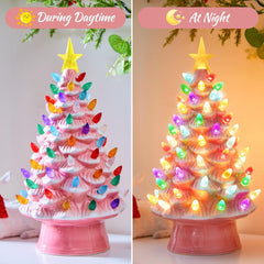 13 Inch Ceramic Valentine's Day Tree - Pre-lit with LED Lights