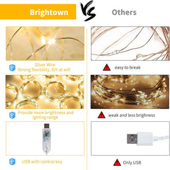 Curtain String Lights - 198 LED Fairy Lights with Remote, USB, 8 Modes