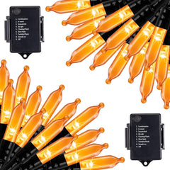 2Pack 17.8Ft 50 LED Battery Operated Mini Bulbs String Light for Halloween Haunted House Party, Orange