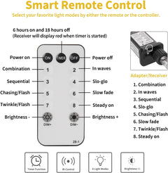 9.8 FT 300 LED Curtain String Lights with Remote, 8 Modes, Multicolor
