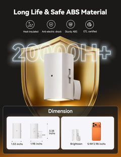2 Pack White Plug in Night Lights with Rotating Plug & Light Sensor for Bathroom Bedroom, Warm White Light