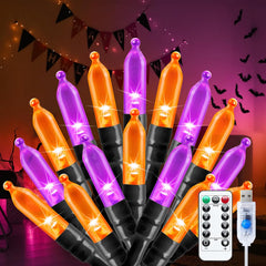 Halloween String Lights - 100 LED, 39FT, USB Powered, Purple & Orange