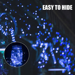 12 Pack 7FT 20 LED Battery Operated Silver Wire Firefly Starry Moon Lights for DIY Crafts, Blue
