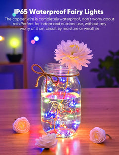 14 Pack 7FT 20 LED Battery Operated Silver Wire Firefly Starry Moon Lights for DIY Crafts, Multicolor