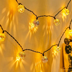 36 Ft Solar Powered 60 LED Globe Fairy Lights Moroccan String Lights with 8 Modes, Warm White