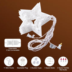 Christmas Star Window Lights - 13ft, 150 Mini Bulbs, 9 Drops