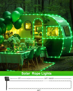 Solar Rope Lights - 39 FT, 100 LED, Waterproof, Multicolor