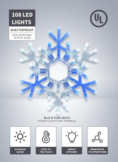 Christmas Snowflake Lights Outdoor Indoor, Multi-Size (20"/36") Multi-Color Folding LED Hanging Lights