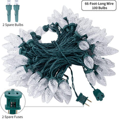 66ft Plug-in 100 C9 Strawberry LED Christmas String Lights with Green Wire, Warm White