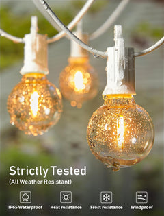 29FT Plug In G40 12 LED Bulbs String Lights for Patio Garden Cafe Wedding Deck, White Wire