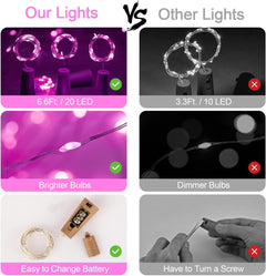 10 Pack 20 LEDs Waterproof Wine Bottle Cork Lights Mini Fairy Lights for Wedding Party DIY Decor