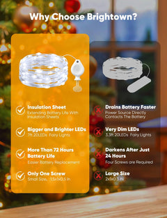 14 Pack 7FT 20 LED Battery Operated Silver Wire Firefly Starry Moon Lights for DIY Crafts, Warm White and Cool White