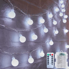 21FT 60 LED Battery Operated Globe Fairy Lights with Remote, 8 Modes, Cool White
