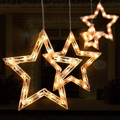 Christmas Star Window Lights - 13ft, 150 Mini Bulbs, 9 Drops