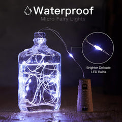 10 Pack 20 LEDs Waterproof Wine Bottle Cork Lights Mini Fairy Lights for Wedding Party DIY Decor