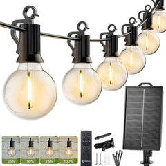 76FT Solar Powered G40 23 LED Bulbs String Lights for Patio Garden Cafe Wedding Deck