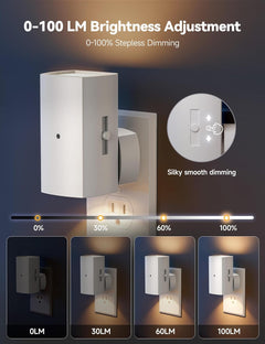 2 Pack White Plug in Night Lights with Rotating Plug & Light Sensor for Bathroom Bedroom, Warm White Light