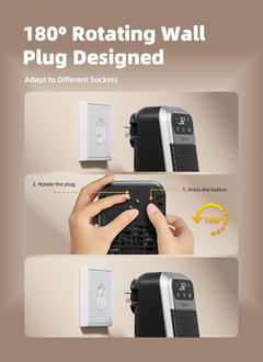 800W Plug in Heater with Remote - Outlet Space Heater with Touch LED Display