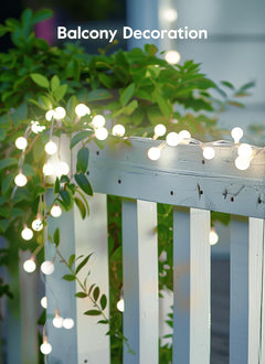 19.6Ft 60 LED Globe Solar String Lights with 8 Modes for Camping Yard Patio, Cool White