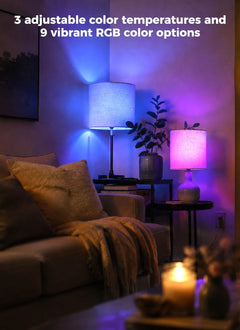2 Pack E26 Rechargeable 5200mAh Light Bulbs with Remote for Lamps, Timer & 9 RGB Colors