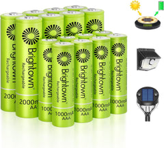 8 Pack AA 2000mAh and 8 Pack AAA 1000mAh Rechargeable Batteries, 1.2V NiMH High Capacity