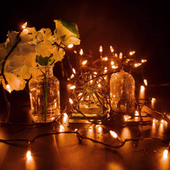 39FT Plug in 100 LED Mini Orange Lights for Halloween Party Haunted House, 8 Modes