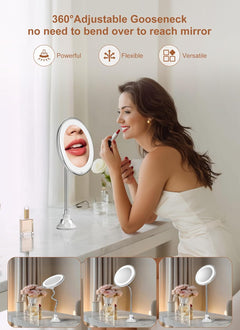 Makeup Mirror Lights with Gooseneck Mirror, 10x Magnifying