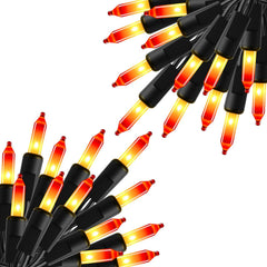 2Pack 10Ft 50 LED Plug in Mini Bulbs String Light for Halloween Haunted House Party, Orange