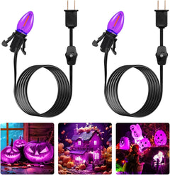 Accessory Cord with LED Bulb - 6ft with On/Off Switch, 2 Pack, Orange & Purple
