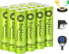 12-Pack 1.2V 2000mAh NiMH Rechargeable AAA Batteries for Solar Lights and Household Devices