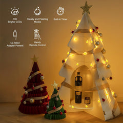 33ft 100 LED Plug in Crystal Globe Fairy String Lights with Remote, 8 Modes, Warm White
