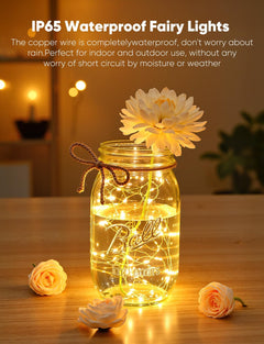 14 Pack 7FT 20 LED Battery Operated Silver Wire Firefly Starry Moon Lights for DIY Crafts, Warm White