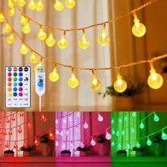 USB Globe String Lights - 17FT 50 LED Color Changing Fairy Lights with Remote and Timer