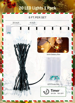 8ft 20LED Battery Operated Mini String Lights for Christmas Party Holiday Decoration, Warm White