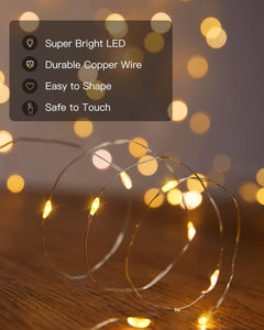 66ft Solar String Lights - 2 Pack, Copper Wire, 200 LED, Waterproof